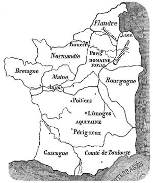 Carte de la France au Xe si&egrave;cle